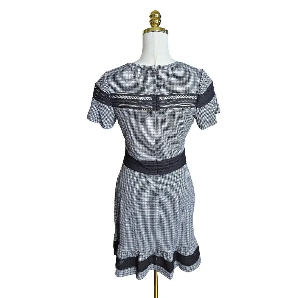 Michael Kors Dress Womens PM Black White Houndstooth Fit Flare NWT‎